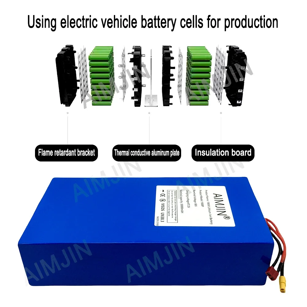 بطارية ليثيوم جديدة تمامًا 16S - مراجعة 60V 50Ah Electric Scooter Battery وسعره